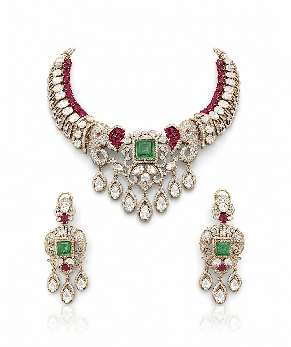 Moissanite Necklace 10563 - KRISHNA'S SWETA JEWELLERY