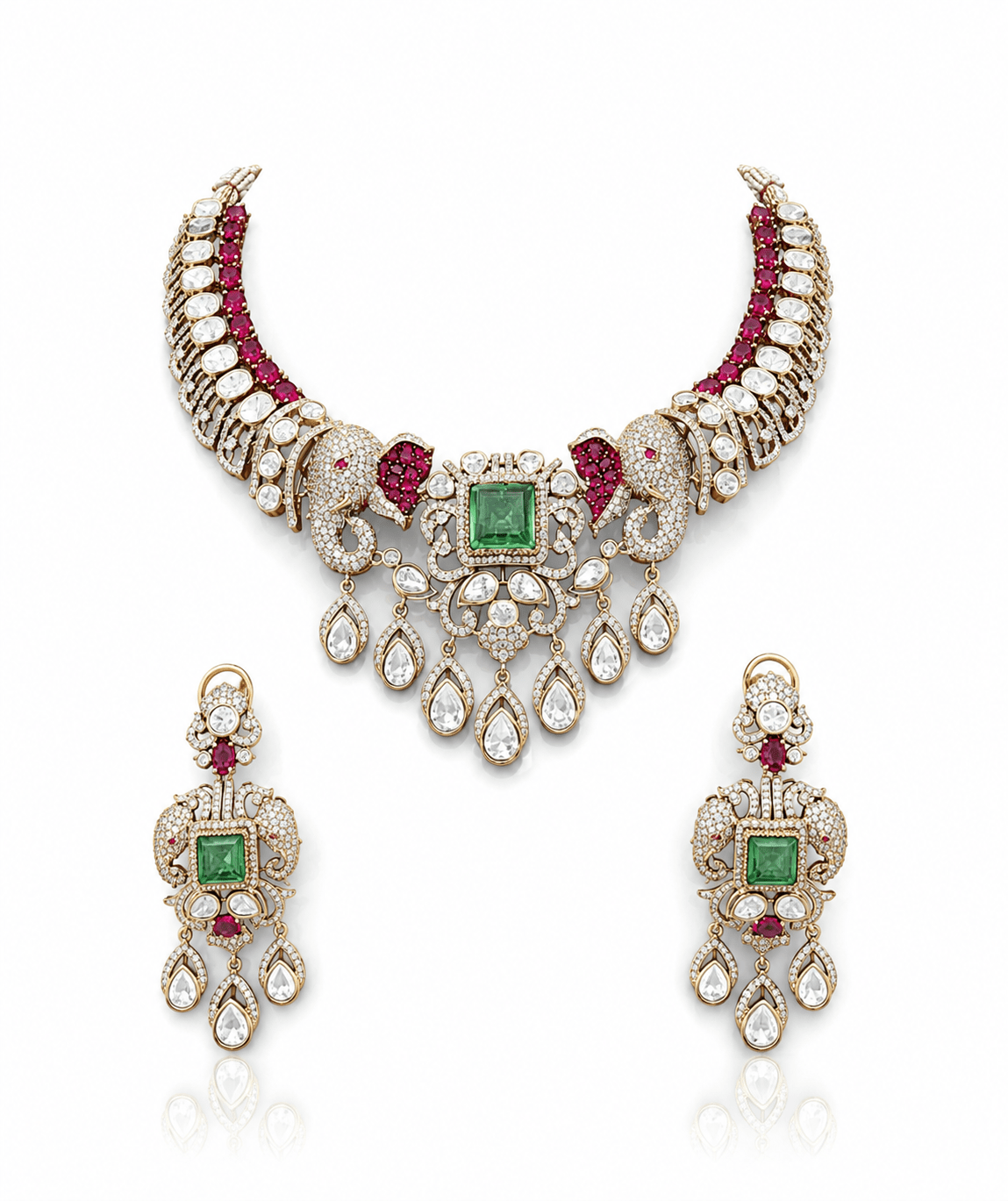 Moissanite Necklace 10563 - KRISHNA'S SWETA JEWELLERY