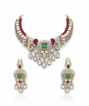 Moissanite Necklace 10563 - KRISHNA'S SWETA JEWELLERY