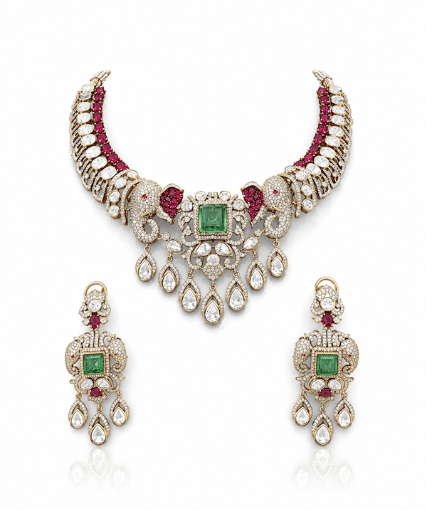 Moissanite Necklace 10563 - KRISHNA'S SWETA JEWELLERY