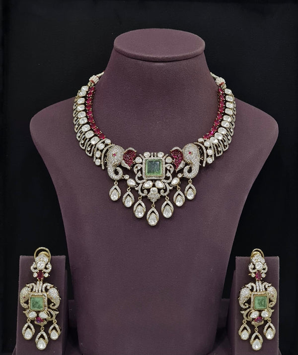 Moissanite Necklace 10563 - KRISHNA'S SWETA JEWELLERY