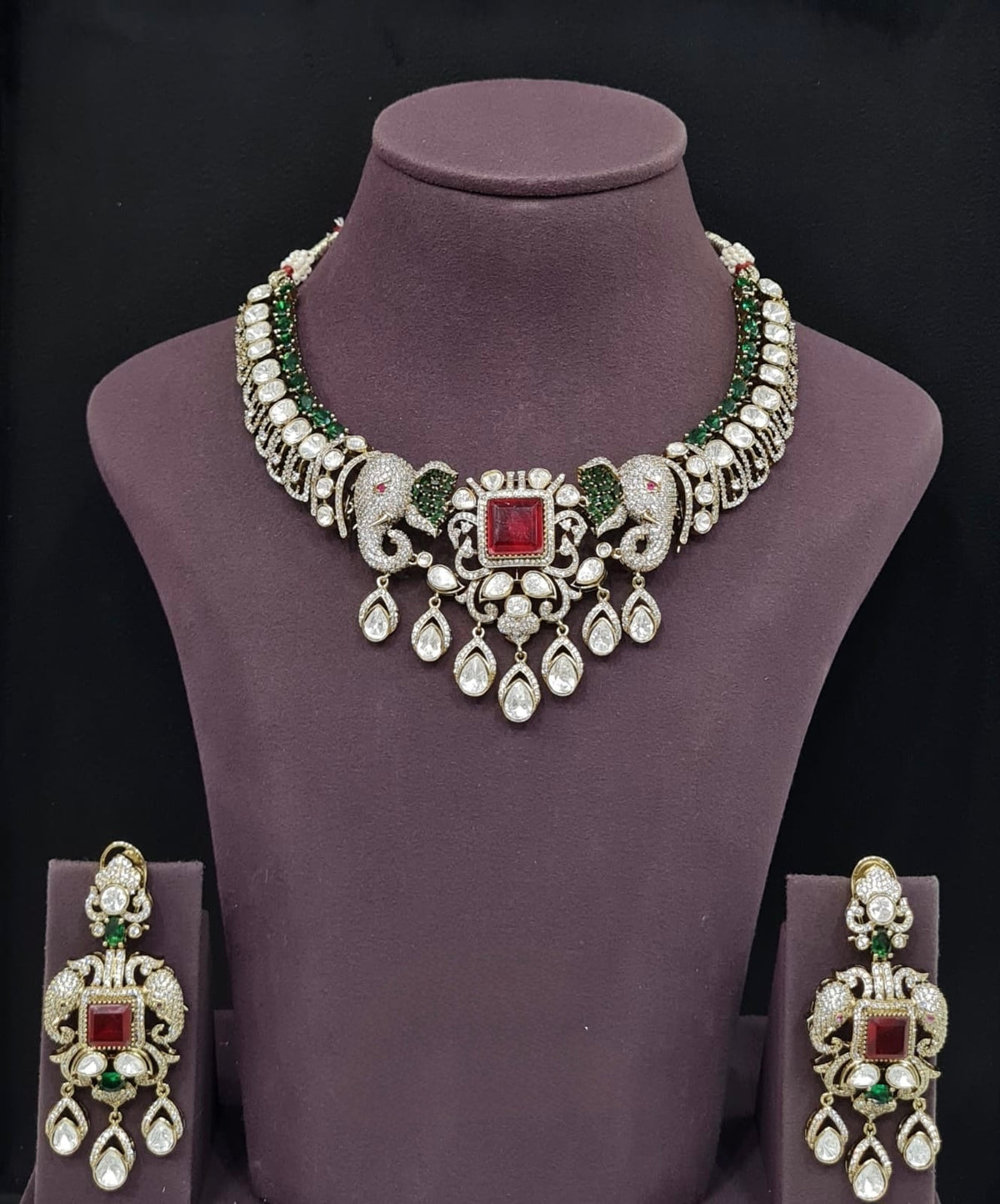 Moissanite Necklace 10563 - KRISHNA'S SWETA JEWELLERY