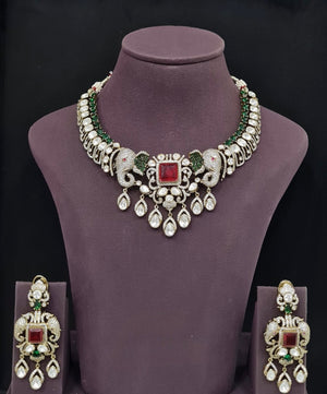 Moissanite Necklace 10563 - KRISHNA'S SWETA JEWELLERY