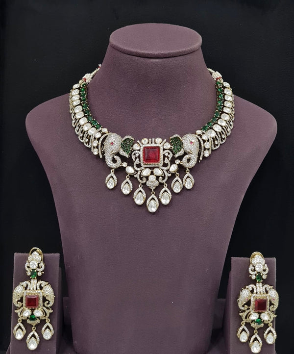 Moissanite Necklace 10563 - KRISHNA'S SWETA JEWELLERY