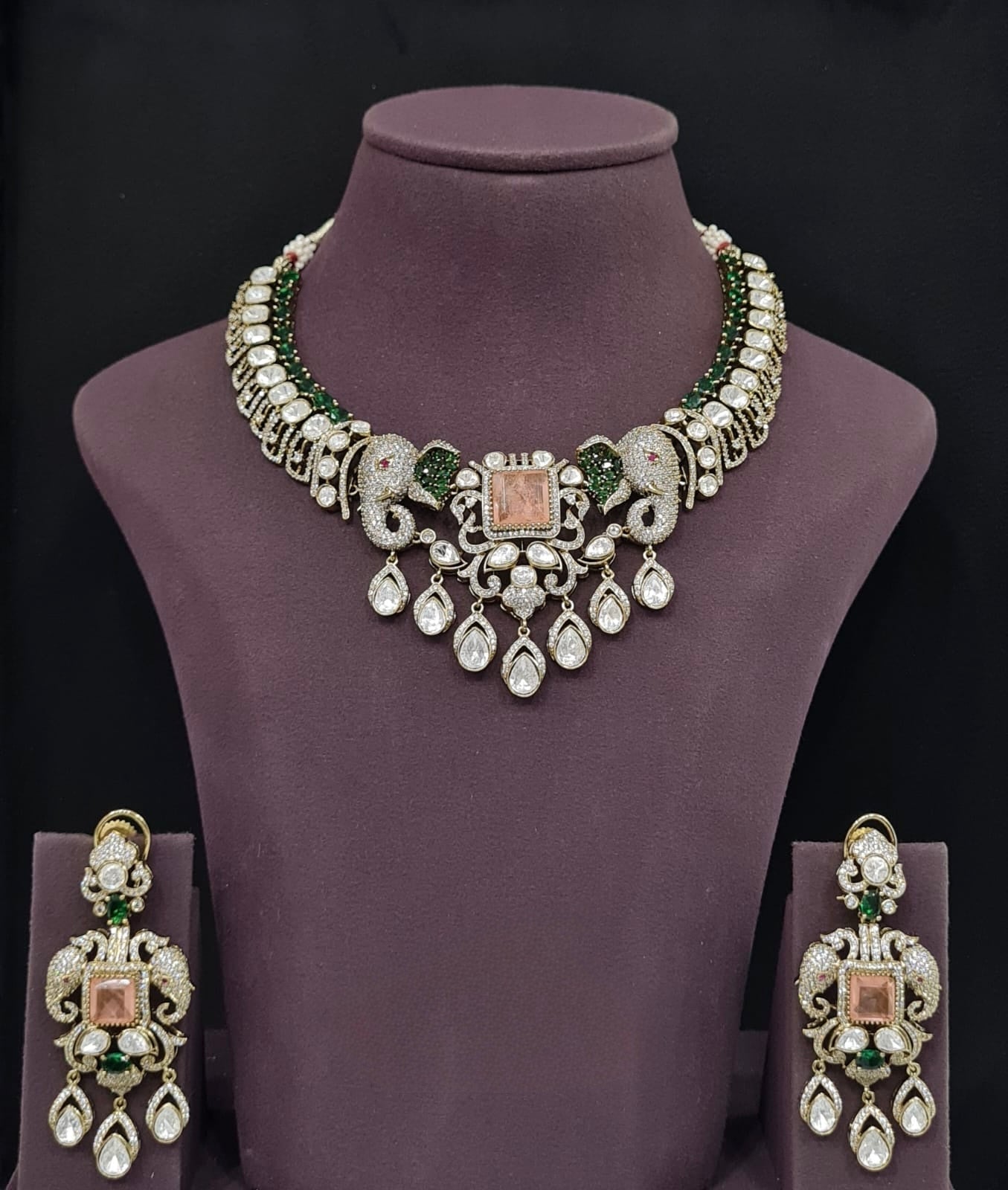 Moissanite Necklace 10563 - KRISHNA'S SWETA JEWELLERY