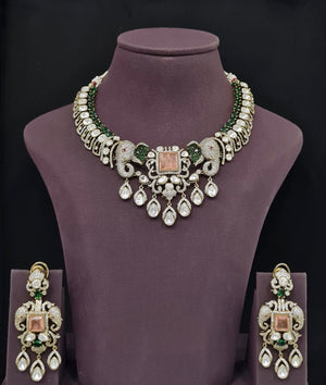 Moissanite Necklace 10563 - KRISHNA'S SWETA JEWELLERY