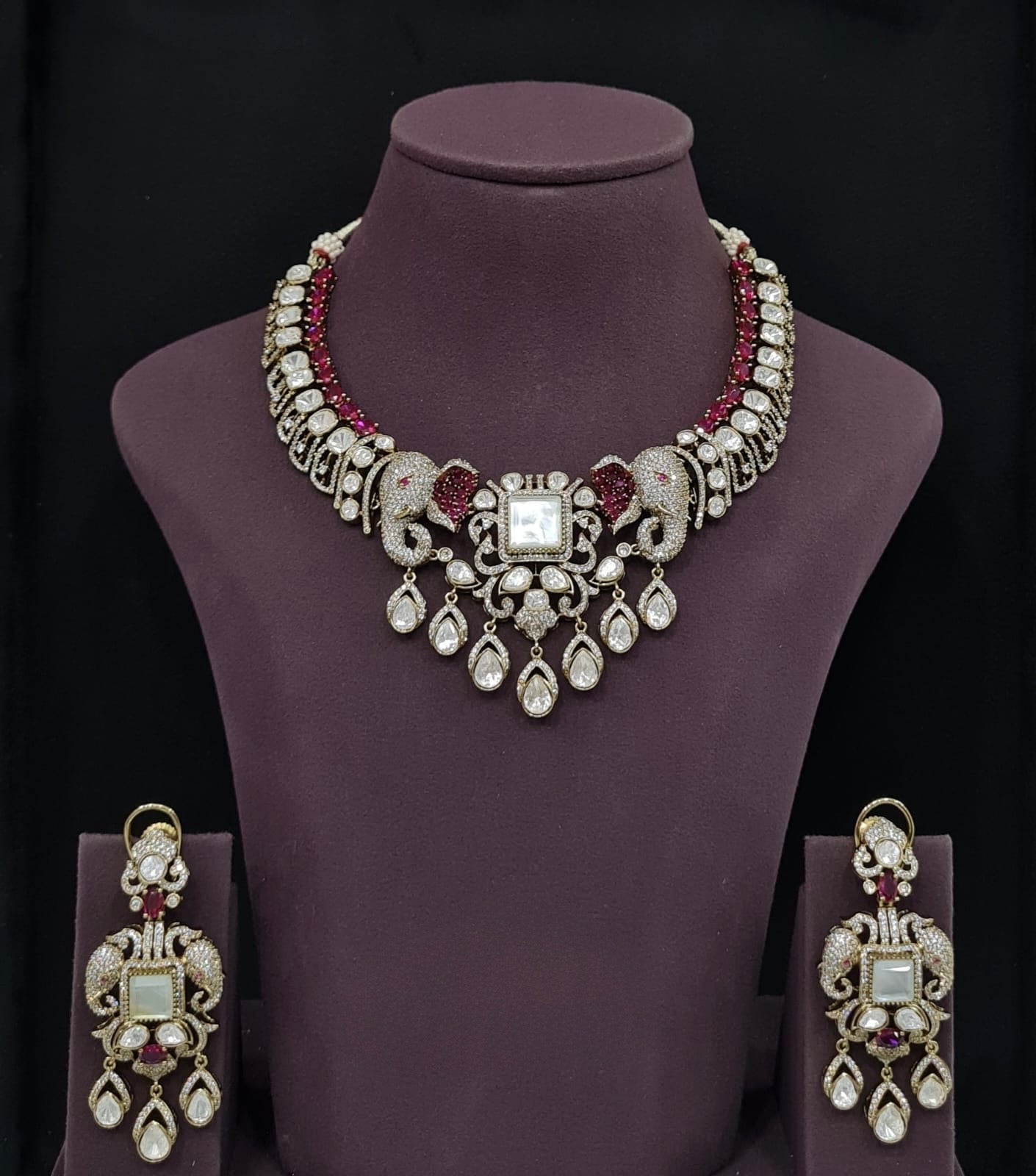 Moissanite Necklace 10563 - KRISHNA'S SWETA JEWELLERY