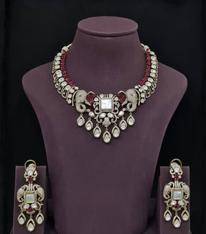 Moissanite Necklace 10563 - KRISHNA'S SWETA JEWELLERY