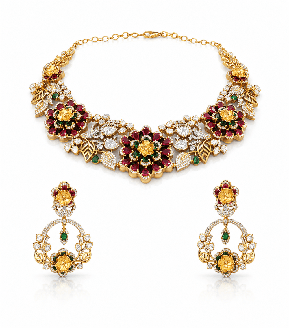 Moissanite Necklace 10633 - KRISHNA'S SWETA JEWELLERY