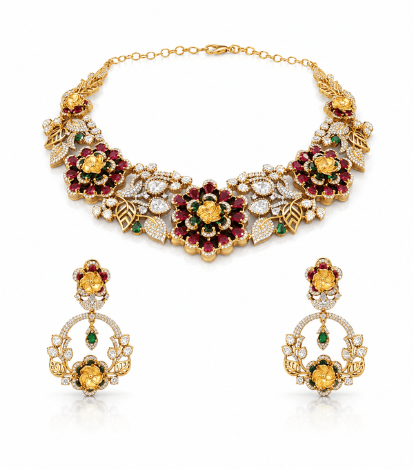 Moissanite Necklace 10633 - KRISHNA'S SWETA JEWELLERY