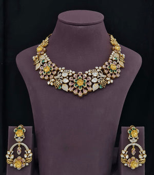 Moissanite Necklace 10633 - KRISHNA'S SWETA JEWELLERY