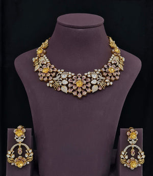 Moissanite Necklace 10633 - KRISHNA'S SWETA JEWELLERY