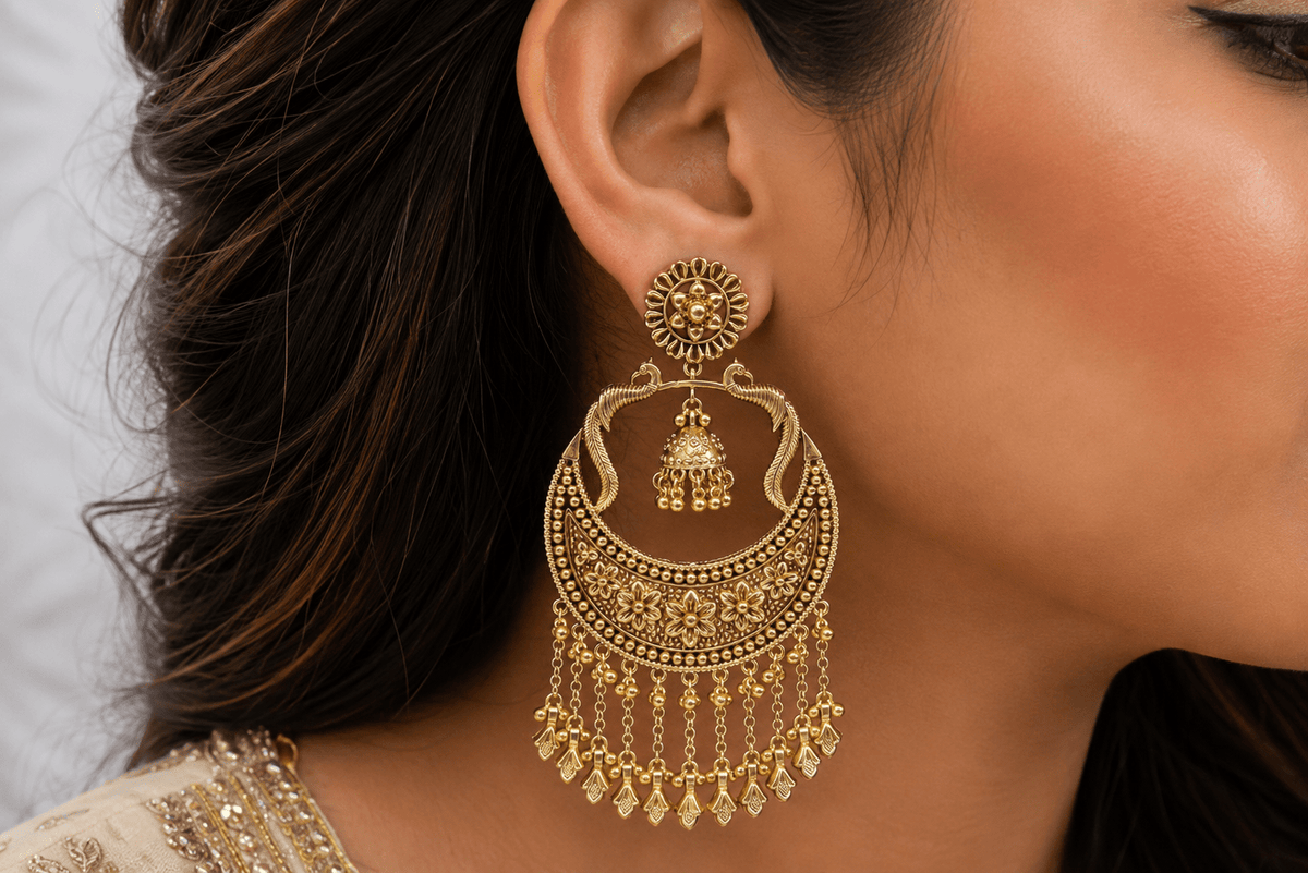Oversized Earrings 07991 - KRISHNA'S SWETA JEWELLERY