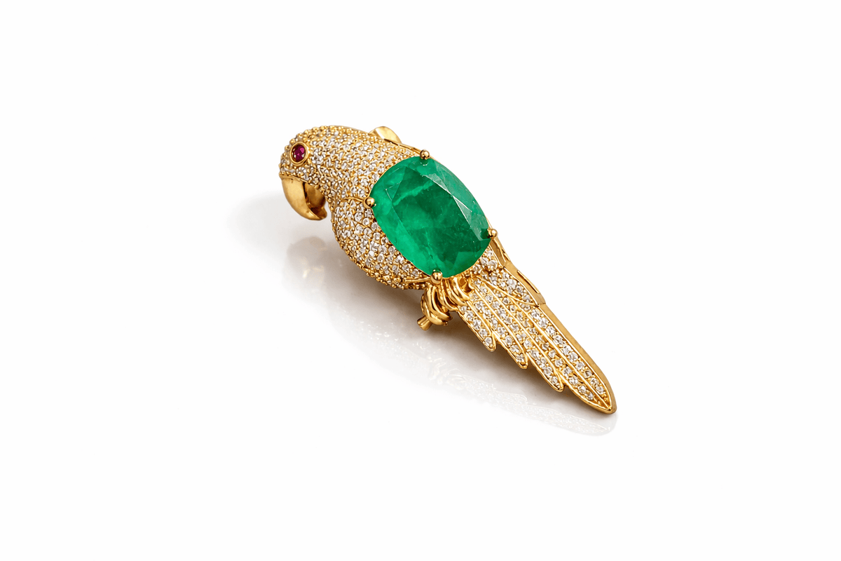 Parrot Brooch 08690 - KRISHNA'S SWETA JEWELLERY