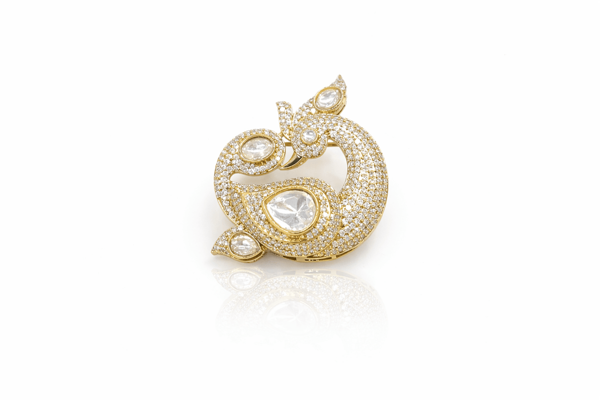 Peacock Brooch 04308 - KRISHNA'S SWETA JEWELLERY