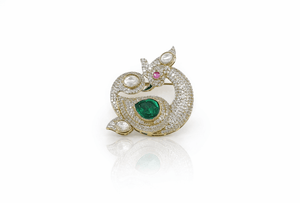 Peacock Brooch 04308 - KRISHNA'S SWETA JEWELLERY