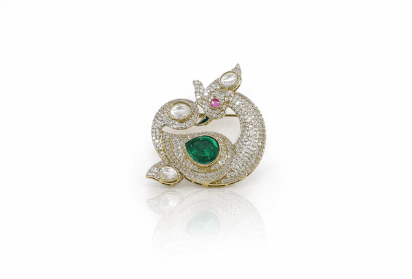 Peacock Brooch 04308 - KRISHNA'S SWETA JEWELLERY