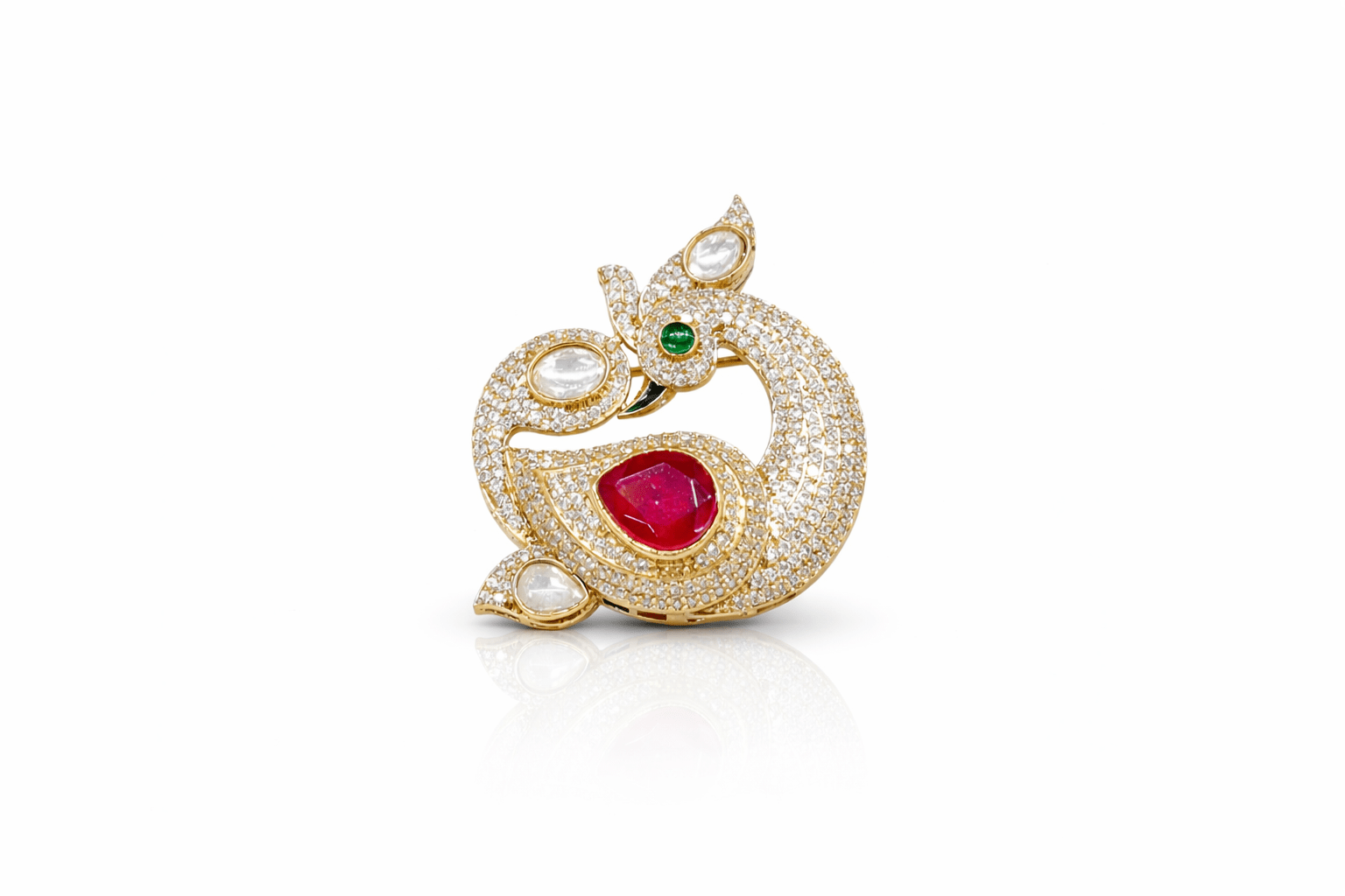 Peacock Brooch 04308 - KRISHNA'S SWETA JEWELLERY