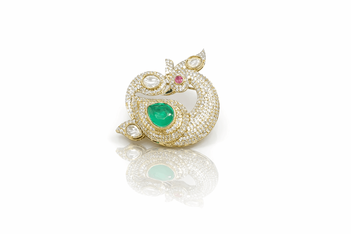 Peacock Brooch 04308 - KRISHNA'S SWETA JEWELLERY