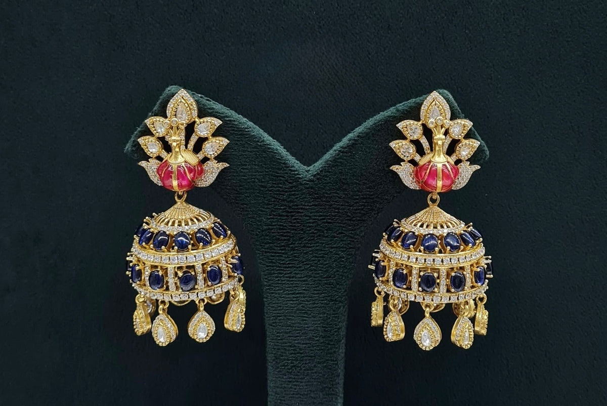 Peacock Earrings 08409 - KRISHNA'S SWETA JEWELLERY