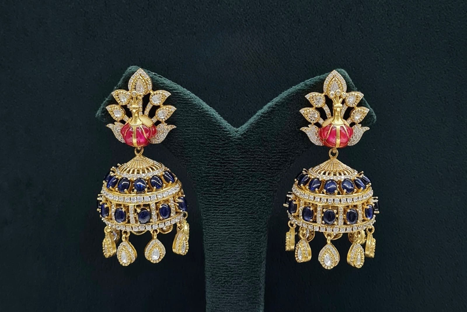 Peacock Earrings 08409 - KRISHNA'S SWETA JEWELLERY