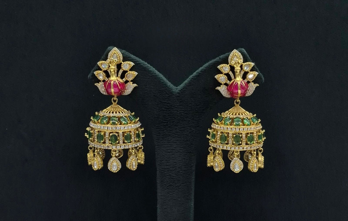Peacock Earrings 08409 - KRISHNA'S SWETA JEWELLERY