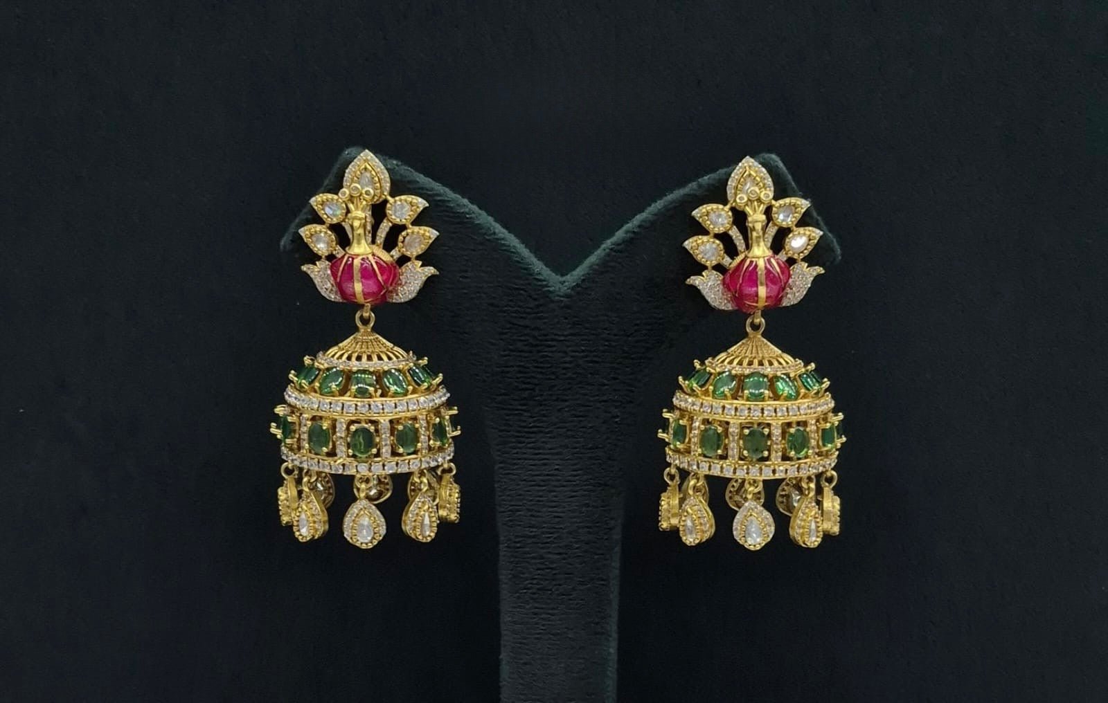 Peacock Earrings 08409 - KRISHNA'S SWETA JEWELLERY