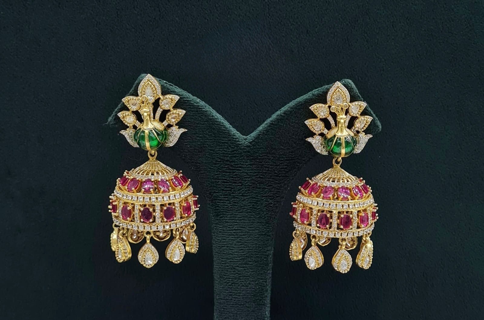 Peacock Earrings 08409 - KRISHNA'S SWETA JEWELLERY