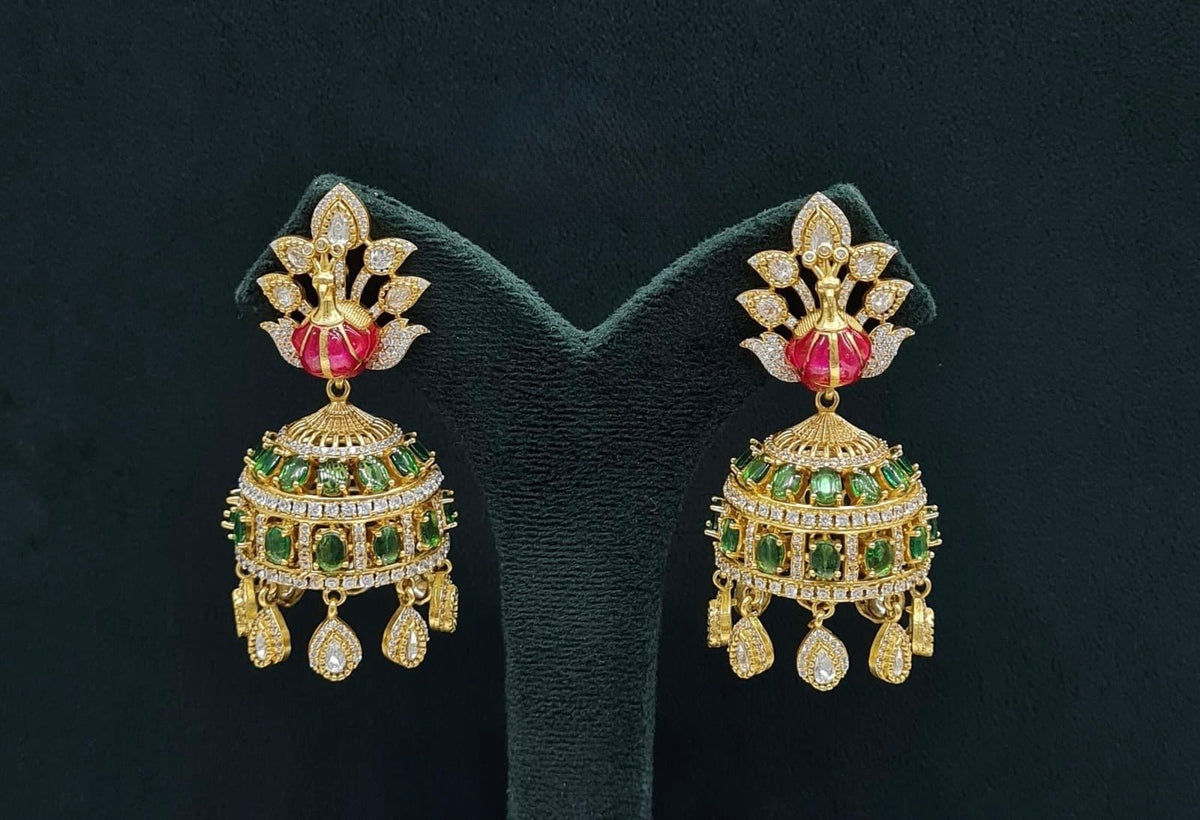 Peacock Earrings 08409 - KRISHNA'S SWETA JEWELLERY