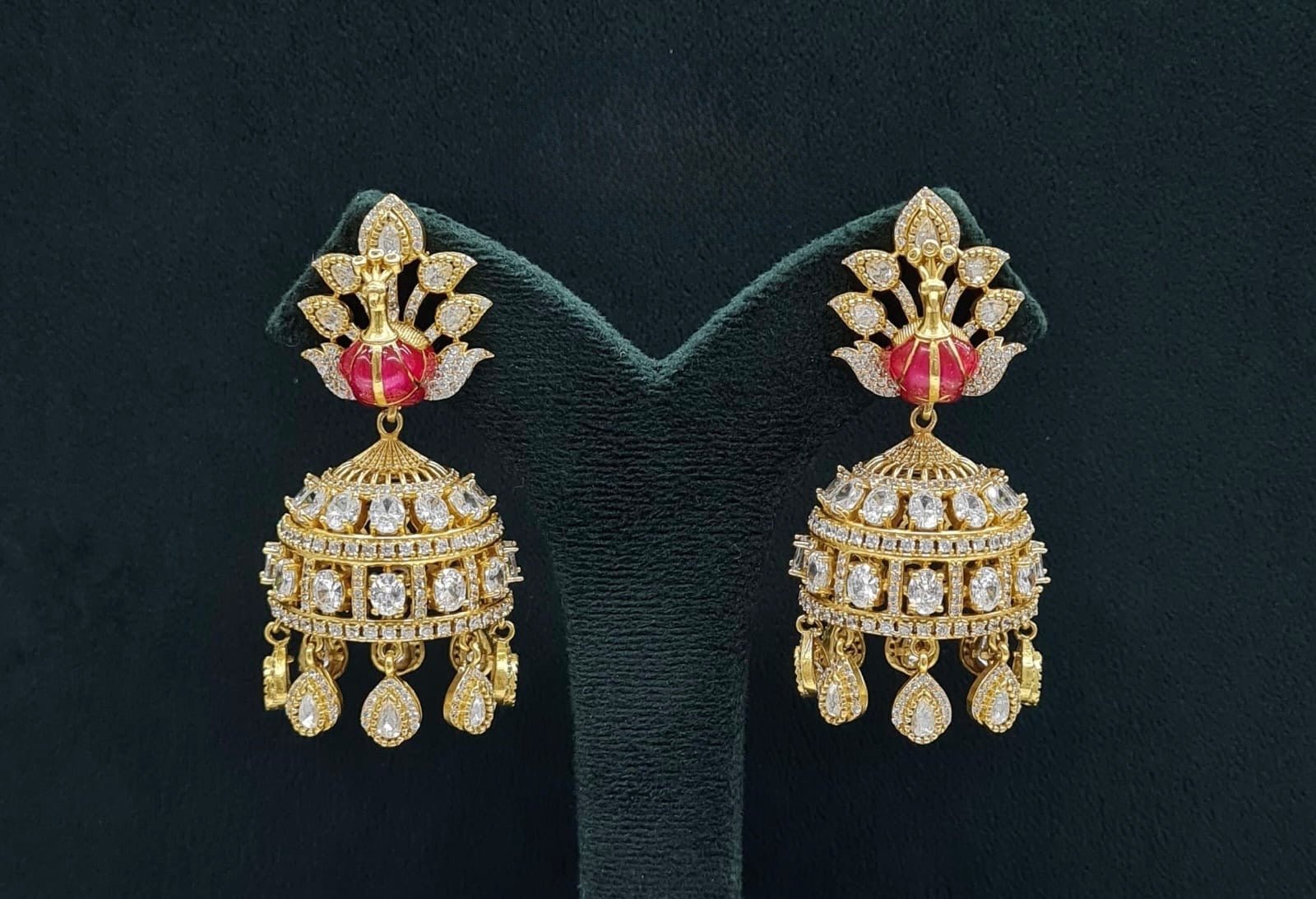 Peacock Earrings 08409 - KRISHNA'S SWETA JEWELLERY