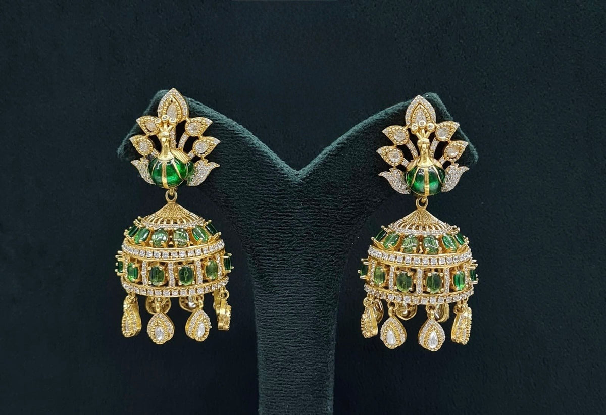 Peacock Earrings 08409 - KRISHNA'S SWETA JEWELLERY