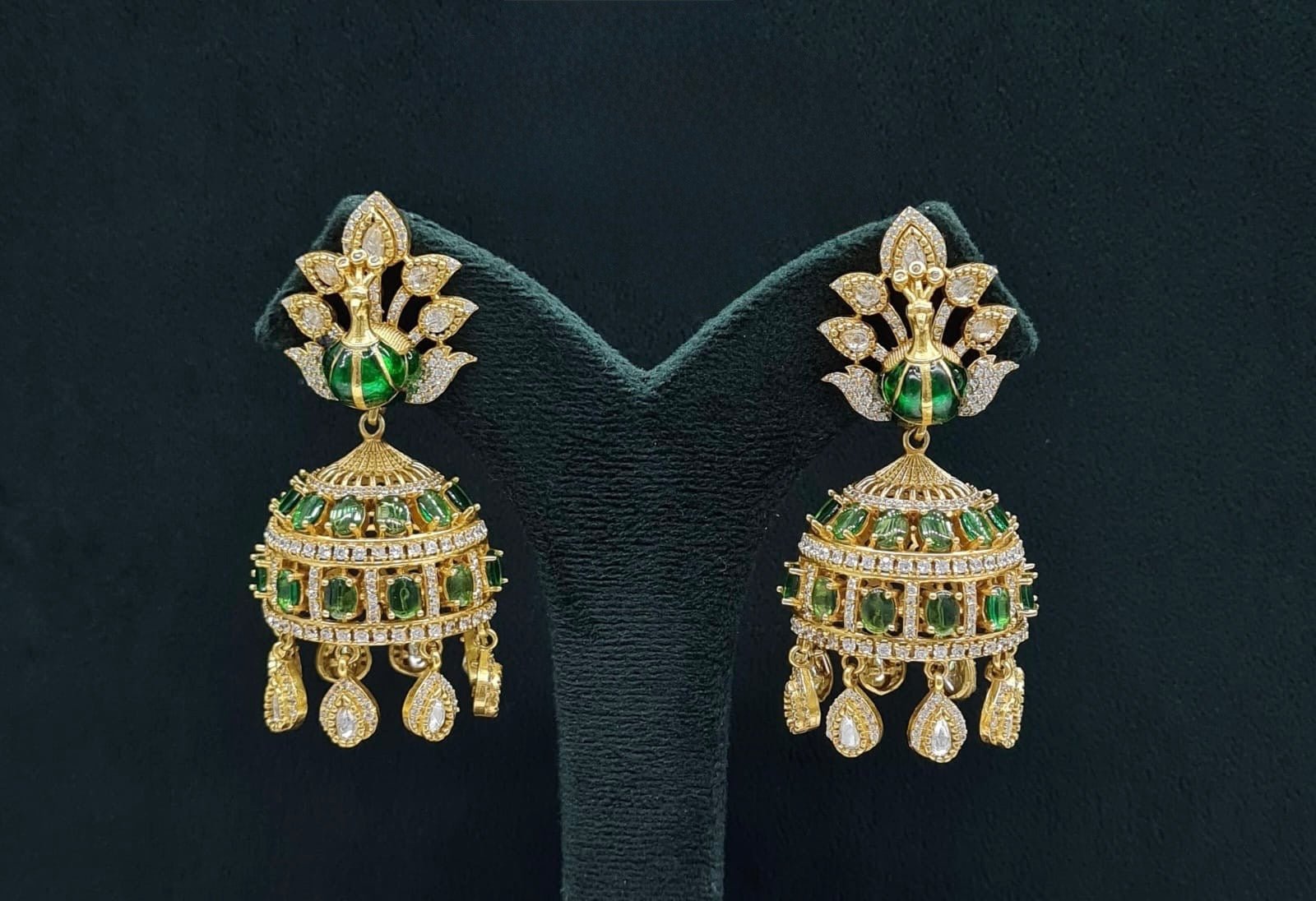 Peacock Earrings 08409 - KRISHNA'S SWETA JEWELLERY