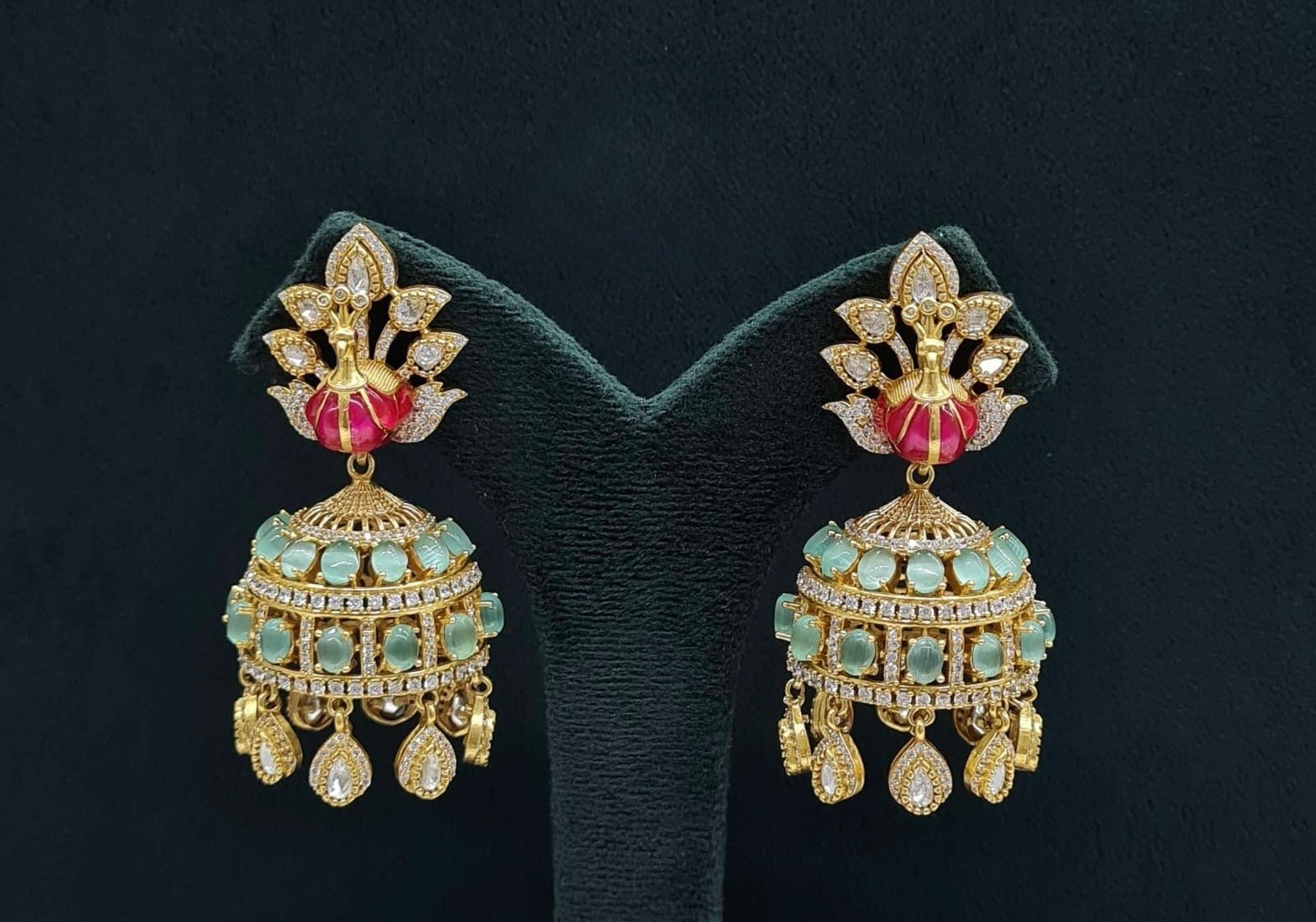 Peacock Earrings 08409 - KRISHNA'S SWETA JEWELLERY