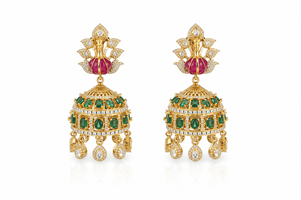 Peacock Earrings 08409 - KRISHNA'S SWETA JEWELLERY