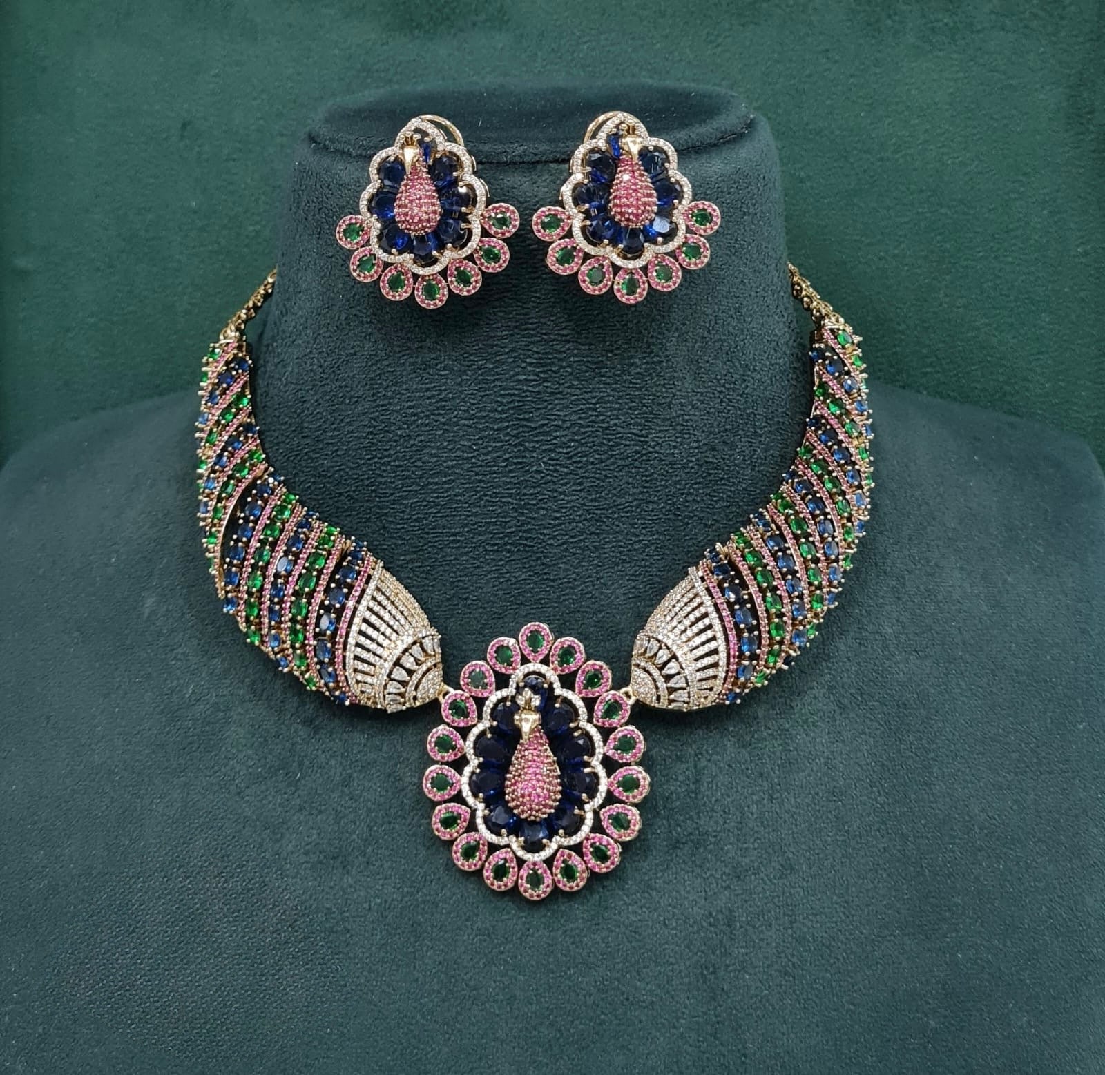 Peacock Necklace 10349 - KRISHNA'S SWETA JEWELLERY