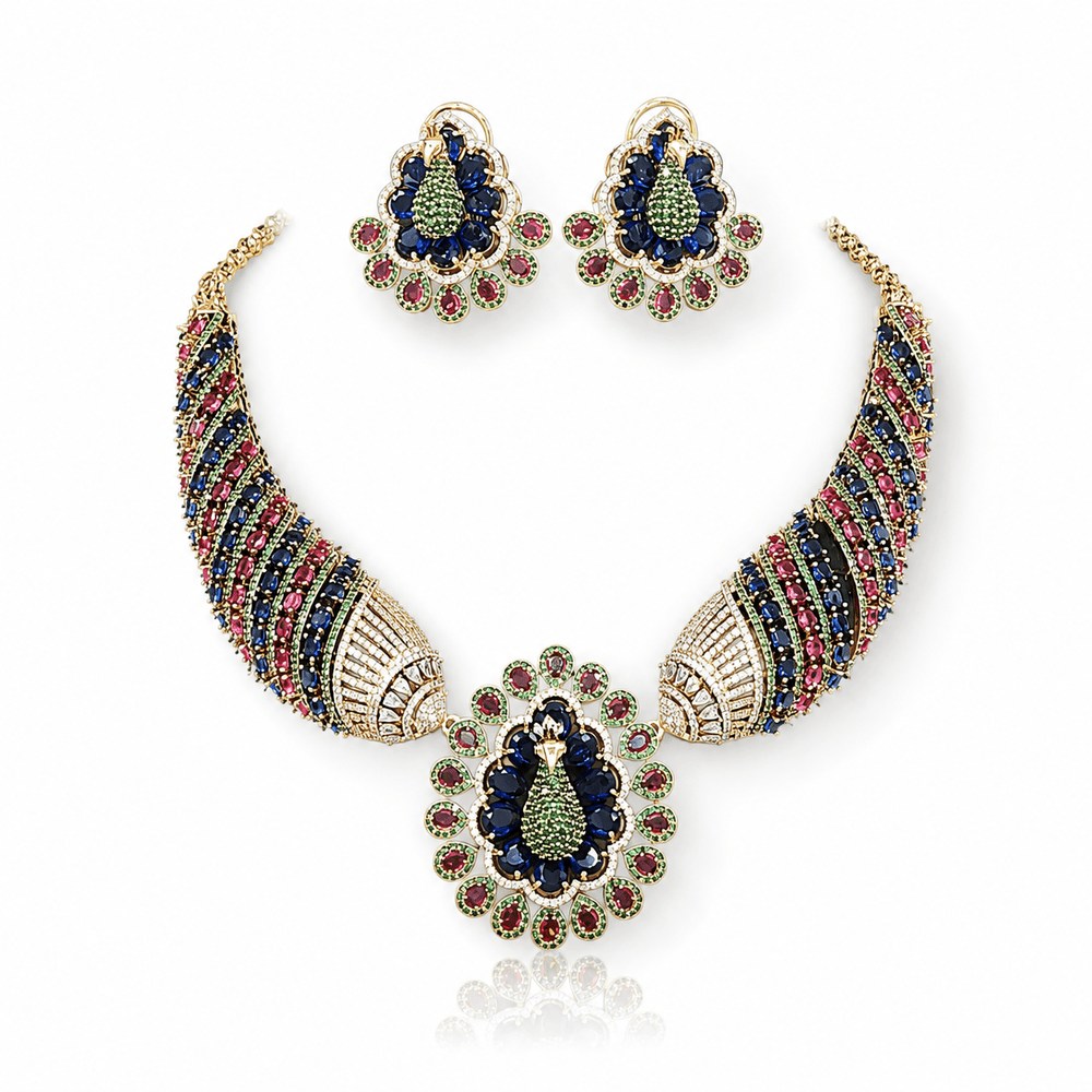 Peacock Necklace 10349 - KRISHNA'S SWETA JEWELLERY