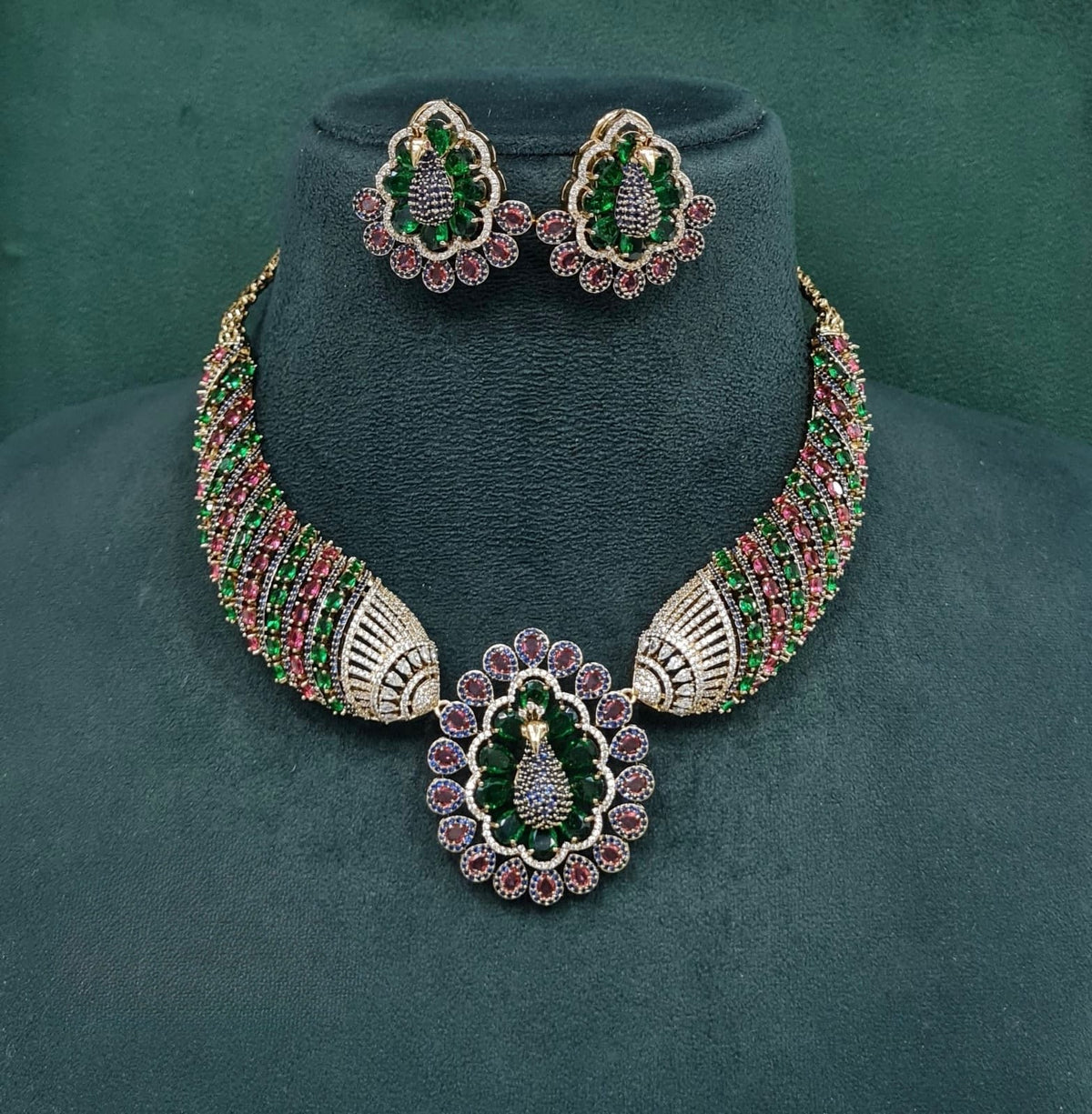 Peacock Necklace 10349 - KRISHNA'S SWETA JEWELLERY