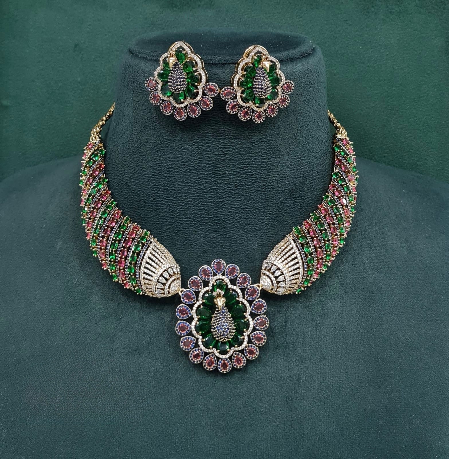 Peacock Necklace 10349 - KRISHNA'S SWETA JEWELLERY