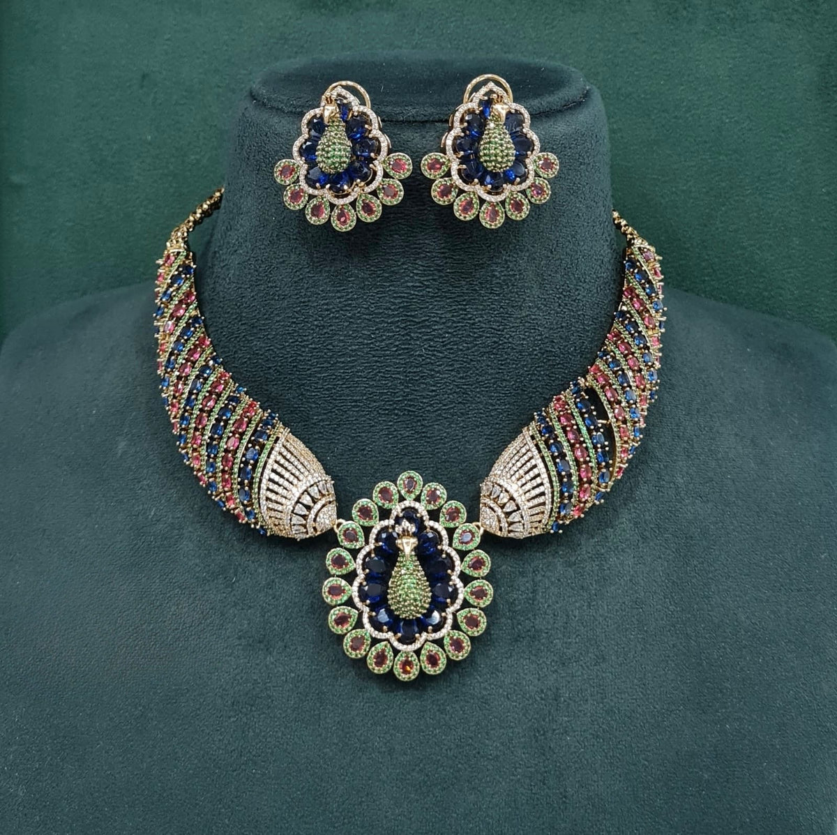 Peacock Necklace 10349 - KRISHNA'S SWETA JEWELLERY