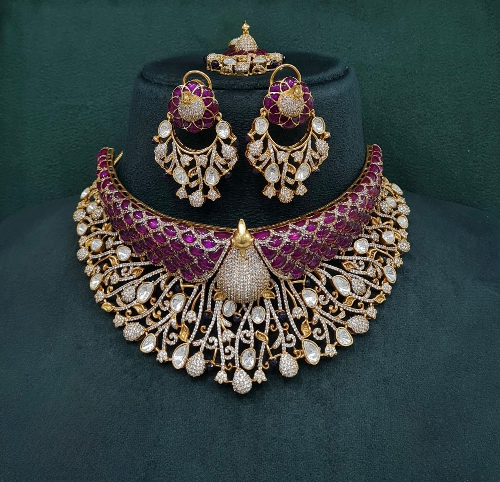 Peacock Plume Bride Set 09170 - KRISHNA'S SWETA JEWELLERY