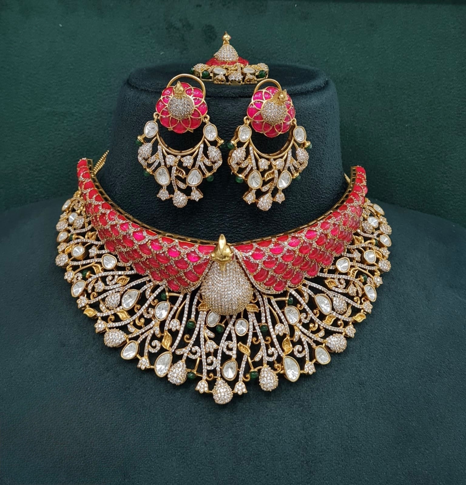 Peacock Plume Bride Set 09170 - KRISHNA'S SWETA JEWELLERY