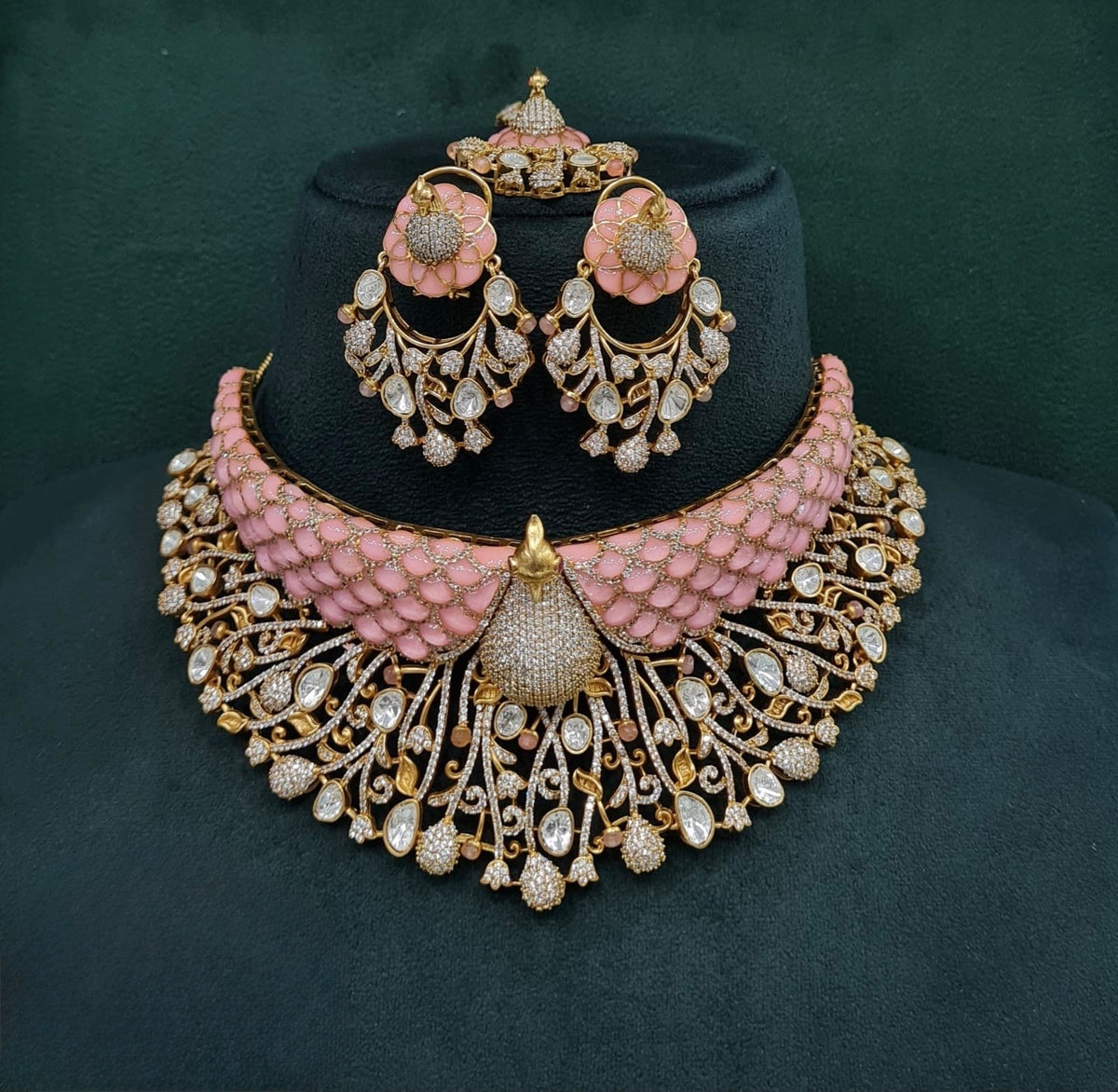 Peacock Plume Bride Set 09170 - KRISHNA'S SWETA JEWELLERY