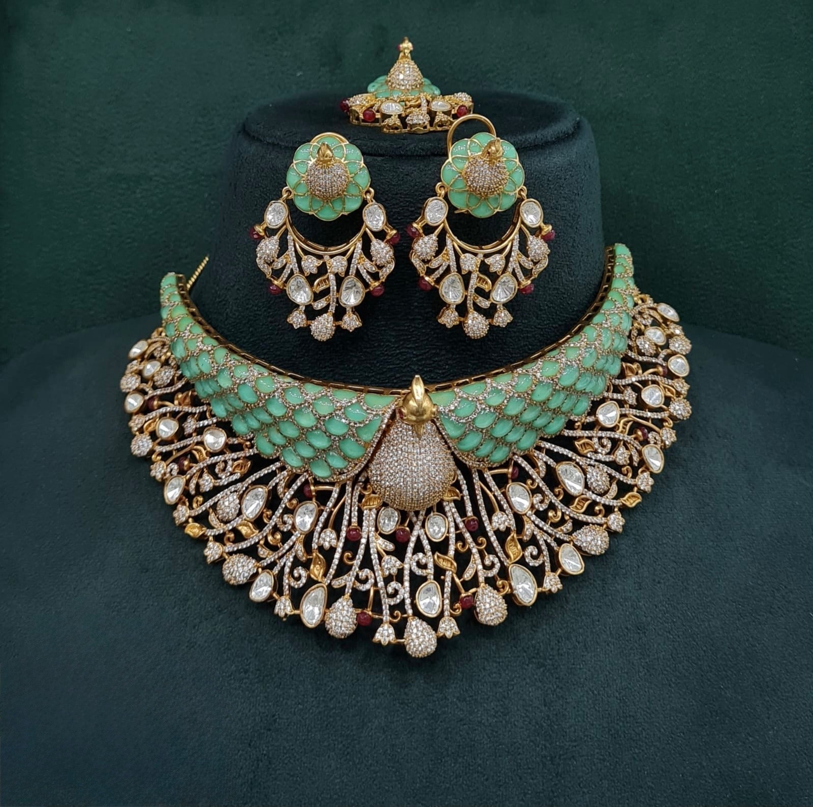 Peacock Plume Bride Set 09170 - KRISHNA'S SWETA JEWELLERY