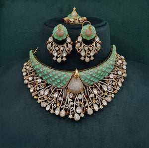 Peacock Plume Bride Set 09170 - KRISHNA'S SWETA JEWELLERY