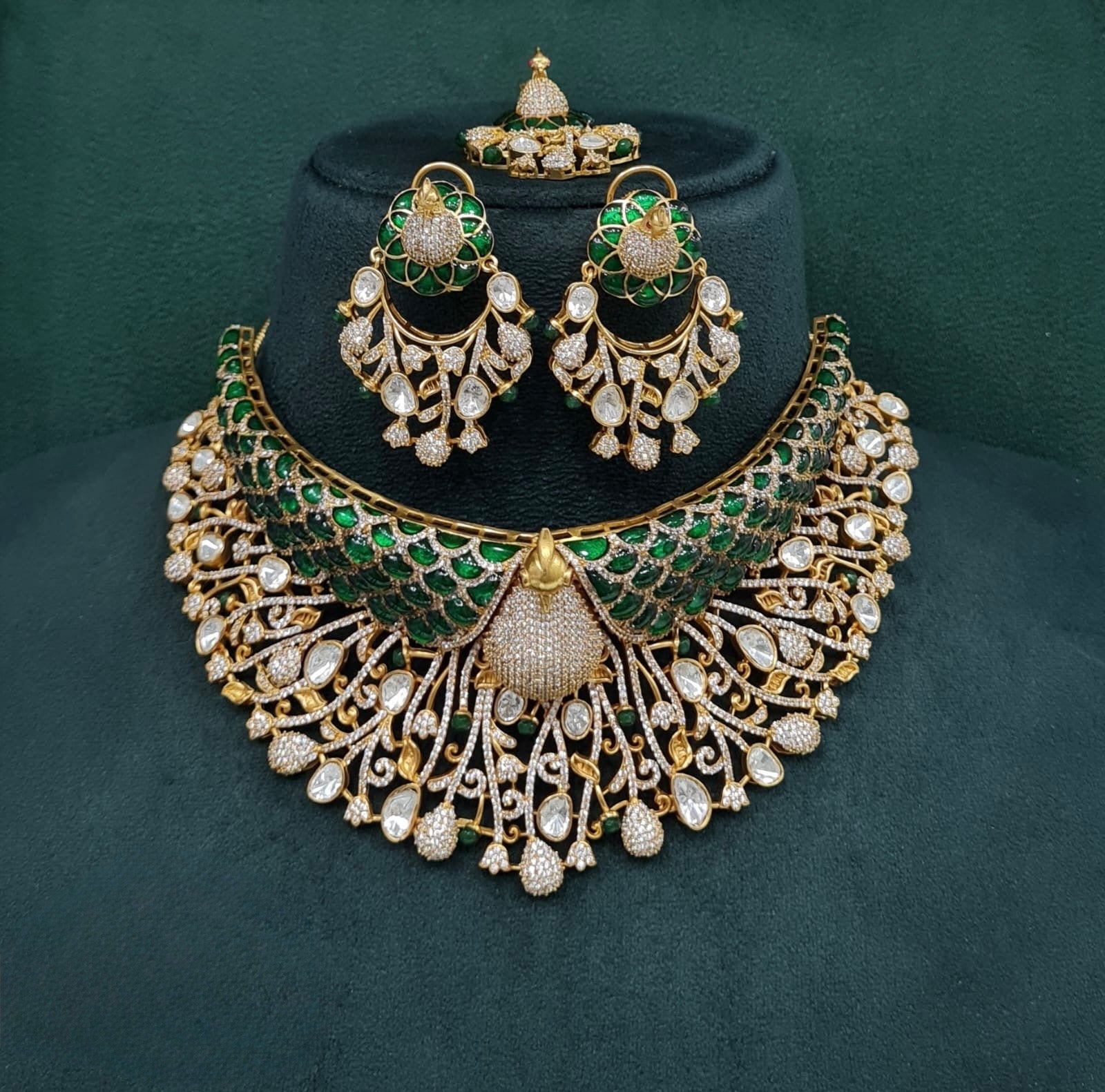 Peacock Plume Bride Set 09170 - KRISHNA'S SWETA JEWELLERY