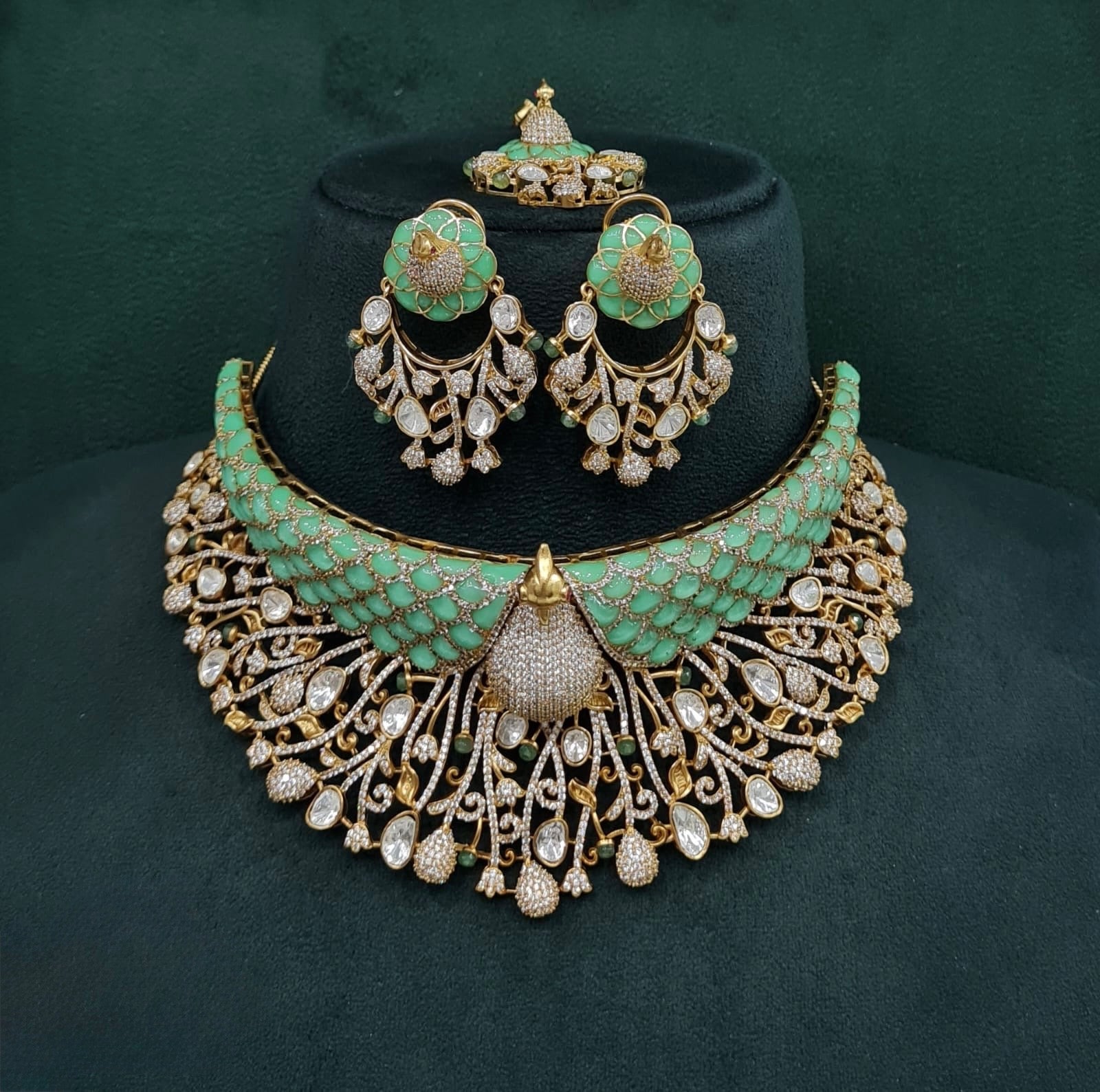 Peacock Plume Bride Set 09170 - KRISHNA'S SWETA JEWELLERY