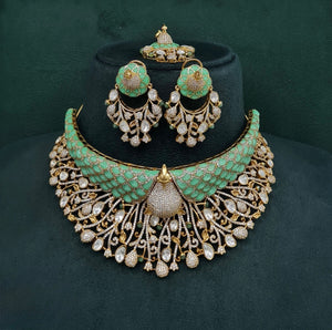 Peacock Plume Bride Set 09170 - KRISHNA'S SWETA JEWELLERY