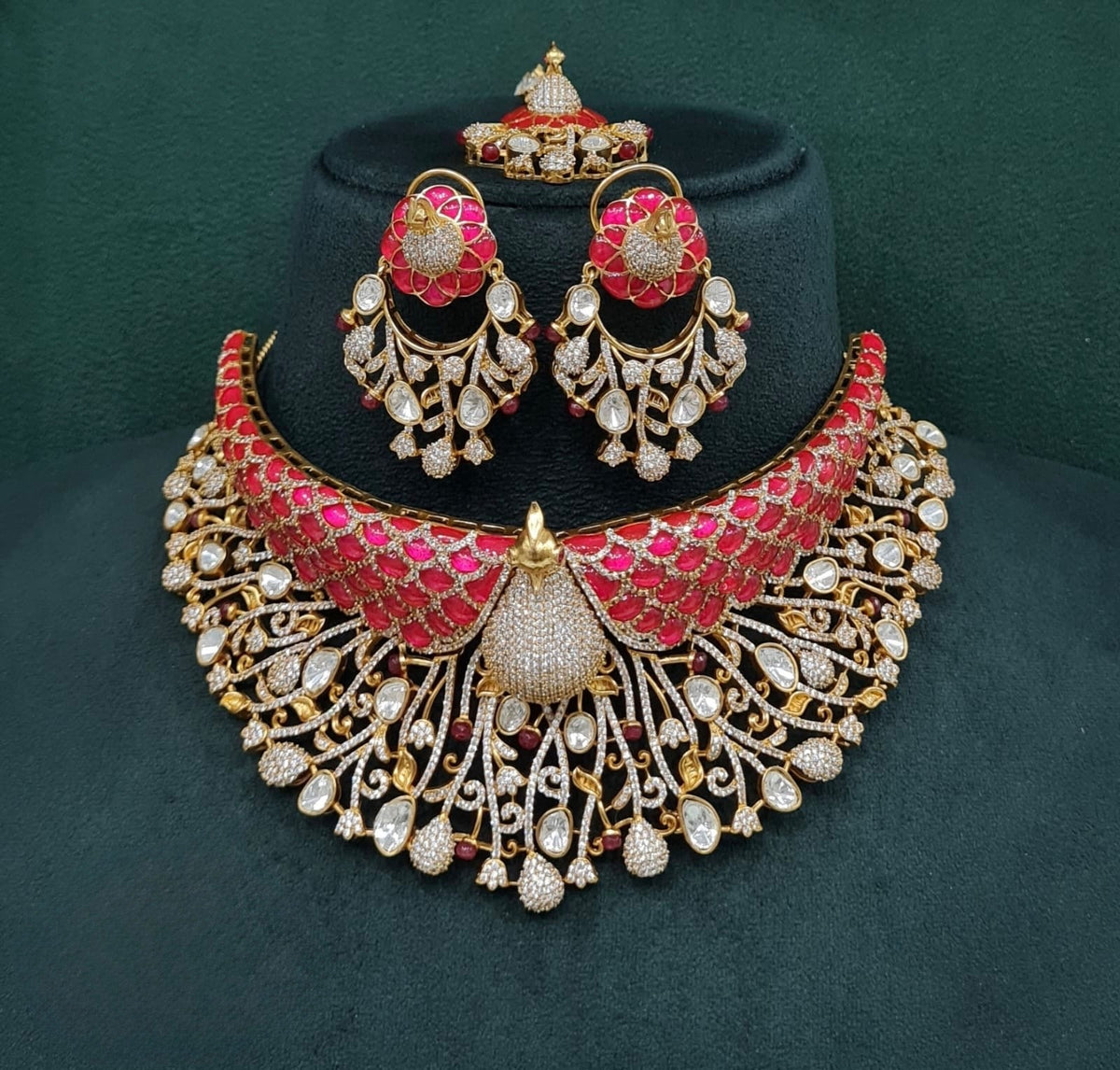Peacock Plume Bride Set 09170 - KRISHNA'S SWETA JEWELLERY