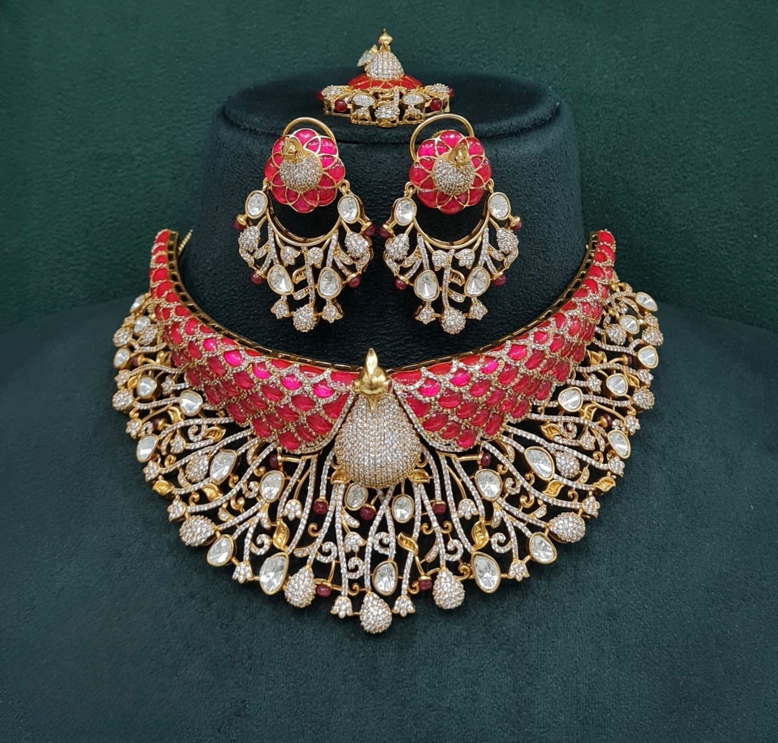 Peacock Plume Bride Set 09170 - KRISHNA'S SWETA JEWELLERY