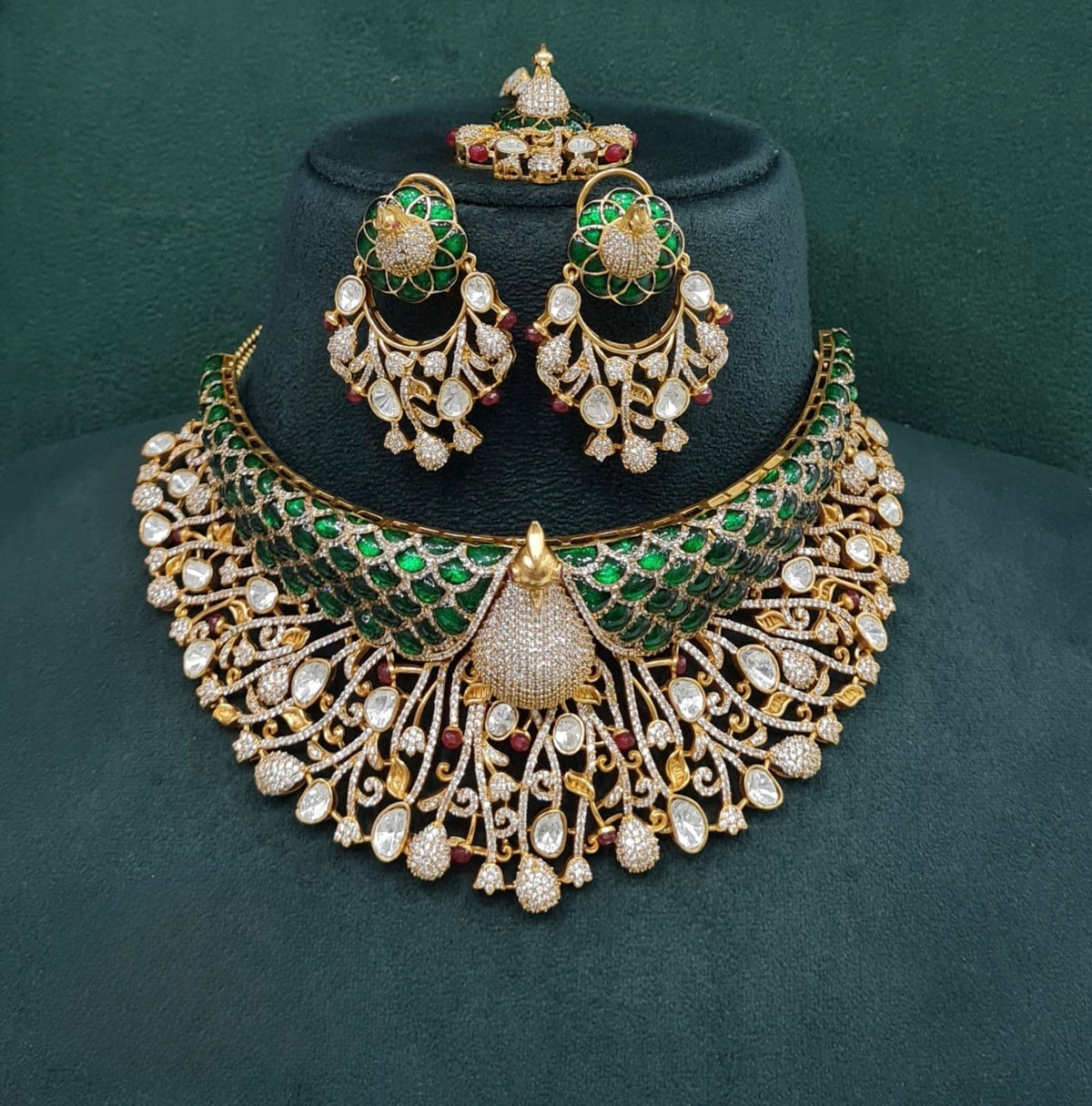Peacock Plume Bride Set 09170 - KRISHNA'S SWETA JEWELLERY